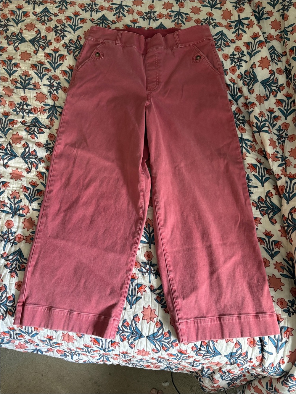 SPANX Cropped Wide-Leg Twill Pants 1x